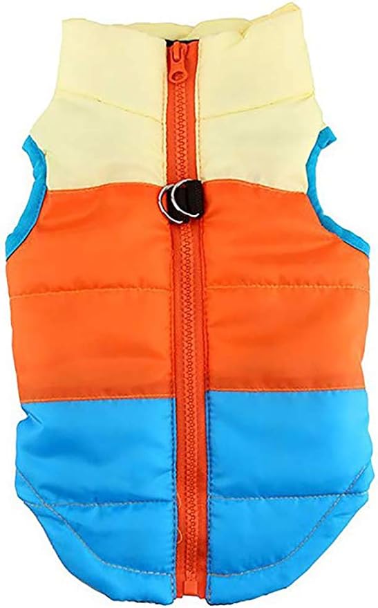Winter Waterproof Windproof Vest Coat for Small Medium Dogs - Warm Jacket for Cold Weather (Not Suitable for Big Dogs) Apricot/Orange/Blue L