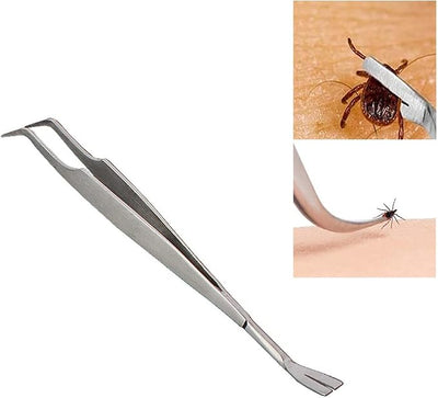 2 Pcs Stainless Steel Tick Tweezers Dual Tipped Tick Remover Tool First Aid Tweezers Tick Killer Tweezer for Human Dogs Cats