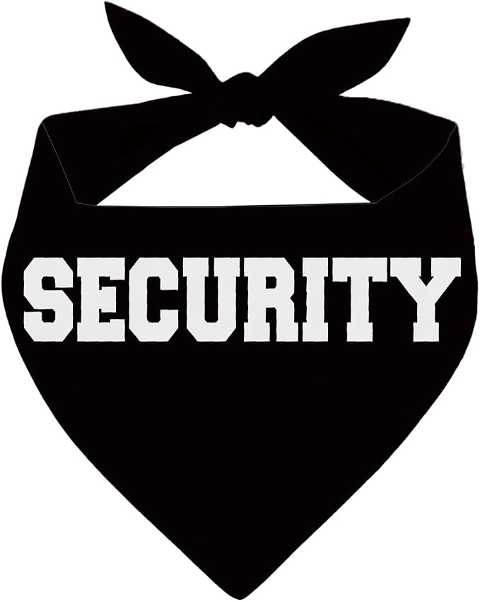 Security Dog Bandana, Black Pet Dog Scarf Accessories, Pet Dogs Triangle Scarf, Dogs Bandana for Small Medium, Gifts for Pets Lovers, Suitable for Pets Boy Girls
