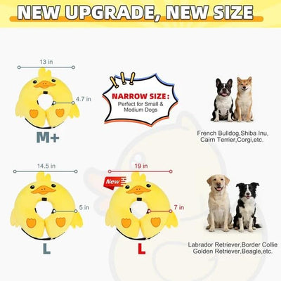 KOOLTAIL Inflatable Dog Cone Collar, Soft Donut E Collar for Dogs After Surgery to Stop Licking Enhanced Alternative, Blow Up Pet Neck Pillow Recovery Adjustable Cone for Dog Cat, Upgrade Size, Duck M
