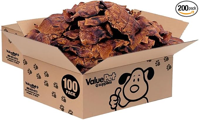 ValueBull USA Rawhide Chips, Natural Beef Flavor, 200 Count Bulk Pack - Natural & Safe, USA Beef Hide, Long Lasting, Chemical Free, No Artificial Flavors