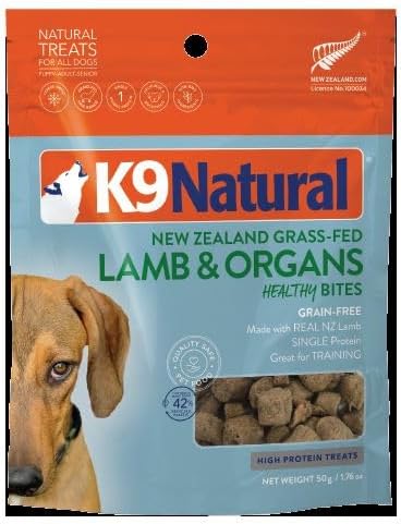 Freeze-Dried Single Ingredient Dog Treats, High-Value, Low-Calorie Protein Bites for Active Dogs, Healthy Dog Training Treats, Grain-Free Reward, Lamb & Organs, 1.76oz