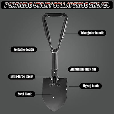 Digging Shovel, 18.5'' Lightweight Camping Shovel Portable High Carbon Steel Folding Mini Trowels for Outdoor Camping Backpacking Hiking Car Emergency Home Garden