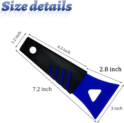 Ice Scraper for Car Windshield, 2PCS Plastic Handheld Vehicle Window Snow Frost LCE Remover Cleaning Freezer with Non-Slip Handle, Auto Freezer Shovel Defroster, Universal Fit (Blue)