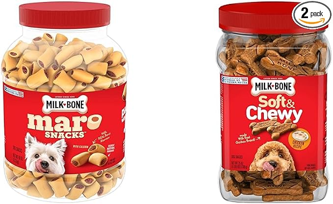Milk-Bone Dog Treats Bundle: MaroSnacks Beef 40 Ounce + Soft & Chewy Chicken 25 Ounce