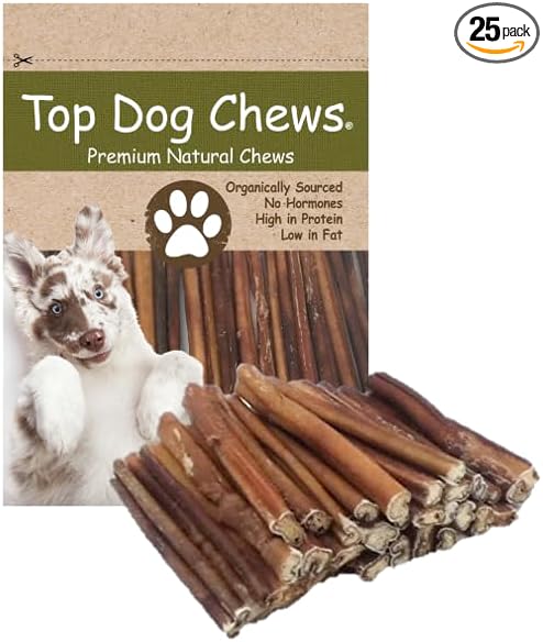 6" Bully Sticks - 25 Pack, 1.3 LB Bag, All Natural, Roasted, Sourced from Free Range Beef, High Protein, Low Fat Dog Chews for Healthy Teeth, Gums & Chewing Satisfaction.