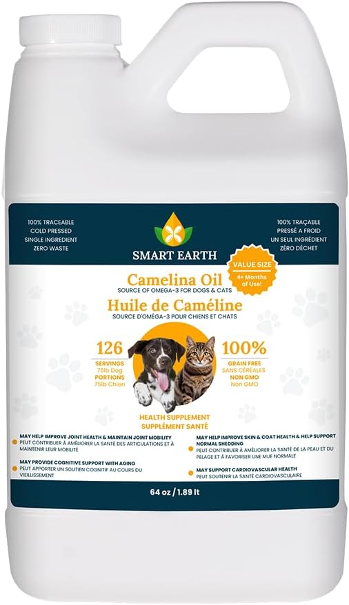 Oil for Dogs - Omega 3, 6, 9 Supplement for Healthy Skin, Shiny Coat & Flexible Joints - Dog Joint Supplement - Natural Canine Wellness - Omega 3 for Dogs (Pump Included - 64oz)