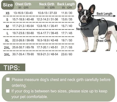 KOESON Dog Anxiety Vest with Ear Wraps, Large Dog Thunder Jacket with Double Compression, Breathable & Reflective Dog Calming Hoodie for Thunder, Fireworks, Travel, Separation, Grey XXL
