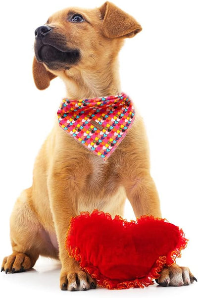 Lionheart Glory Valentine Bandana - Washable Dog Scarf, Square Adjustable Bandana for Medium Large Dogs