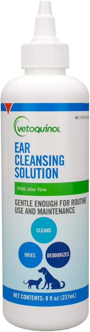 Ear Cleansing Solution - Gentle Cleaner to Remove Dirt & Debris - Easy-to-Use Drops for Cats & Dogs - Support Clean and Fresh-Smelling Ears - Ideal for Routine Pet Hygiene - 8 Ounces