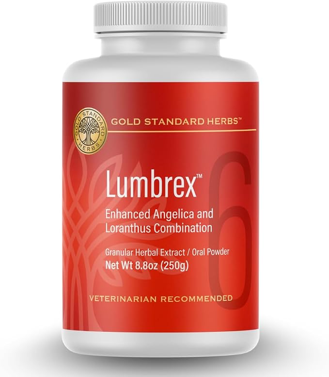 Lumbrex Joint Pain and Stiffness Relief Supplement for Dogs by Gold Standard Herbs, All Natural Angelica Root and Loranthus, 250 gram Powder