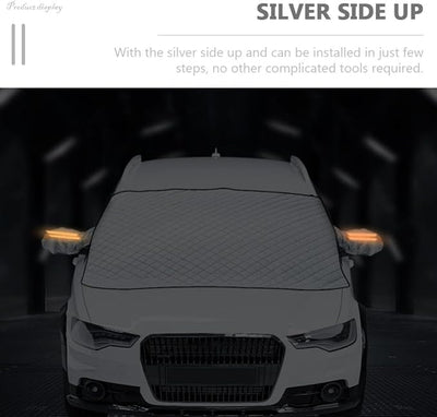 Uonlytech Car Windshield Snow Cover and Magnets with Pe Aluminum Film Protects Windshield from Frost, Snow, and Ice Strong Wind Protection for Winter Use