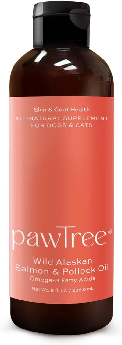 pawTree Salmon Oil-Dog and Cat Fish Oil Supplement-Ideal for Excessive Shedding Control, Seasonal Allergies, Itch Relief, Dry, Irritated Skin. with Heart-Healthy Omega-3 & Omega-6 Fatty Acids.
