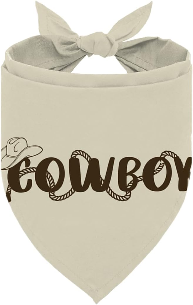 Cowboy Dog Bandana, Adjustable Pet Triangle Scarf for Western Theme Outfit Photo Accessory, Vintage Neckerchief for Small Medium Dogs