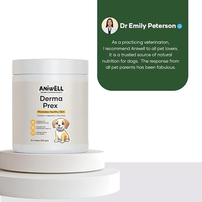 DermaPrex Dog Allergy Chews – Anti Itch for Dogs | Borage Oil, Omega 3, Vitamin E | Dog Itching Skin Relief, Hot Spot Treatment, Yeast Infection Support | Seasonal Allergy Support