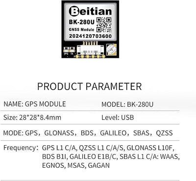9th Generation Beidou GPS Module Antenna GNSS Racing Drone Flight Controller FPV Unmanned Aerial Vehicle Fixed-Wing BK Series (BK-280U)