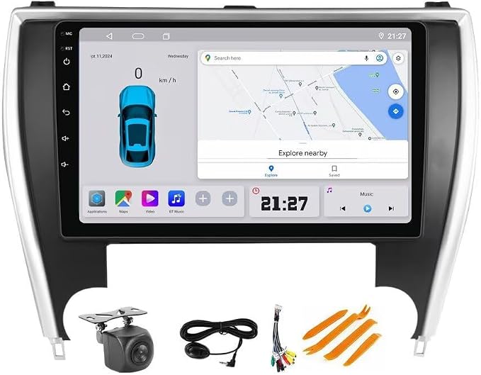 Car Stereo for Toyota Camry 2015 2016 2017 Radio Head Unit Dash Kit 10.1" Touch Screen 8Core 2+32GB Multimedia Player GPS Navigation with Car-Play Android Auto/SWC/DSP/AHD Camera