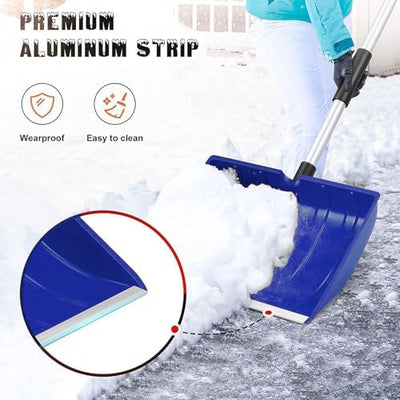 Snow Shovel Lightweight & Portable Detachable with Large Capacity, Emergency Snow Removal Tool for Outdoor, Driveway, Car, Garden and Camping (Blue)