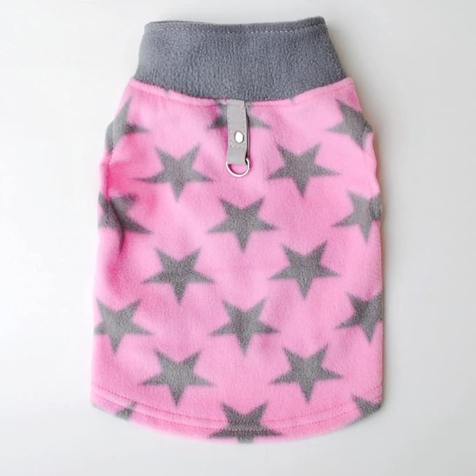 Dog Sweater, Soft Fleece Vest with Leash Ring Pullover Jacket Winter Pet Dog Clothes for Puppy Small Dogs Cats Teddy Chihuahua Yorkshire for Christmas (XXX-Large, Pink Star)