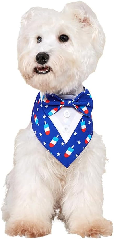 Dog Tuxedo, Adjustable Formal Wedding Outfit Bandana Dog Tux Collar with Bow Tie, Pet Birthday Valentines Outfit Cosplay(Small)
