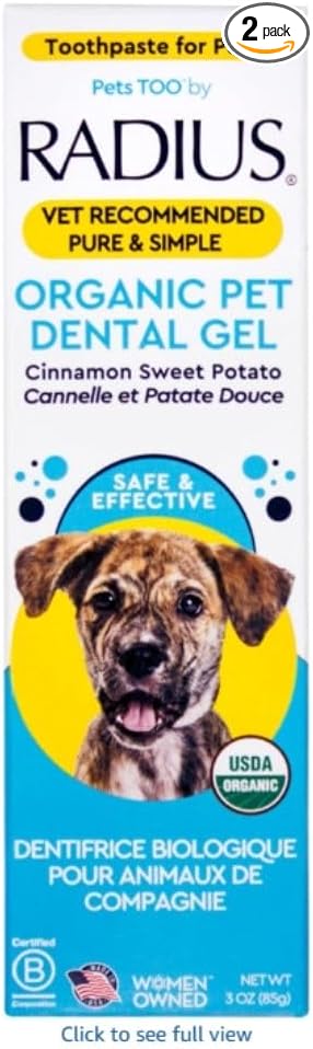 RADIUS USDA Organic Canine Pet Toothpaste 1 Unit, 3 oz, Non Toxic Toothpaste for Dogs, Designed to Clean Teeth and Help Prevent Tartar and Remove Plaque, Xylitol Free