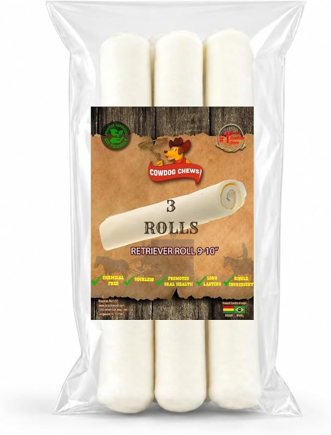 Retriever Roll 9-10 inch All Natural Rawhide Dog Treat (3 Pack)