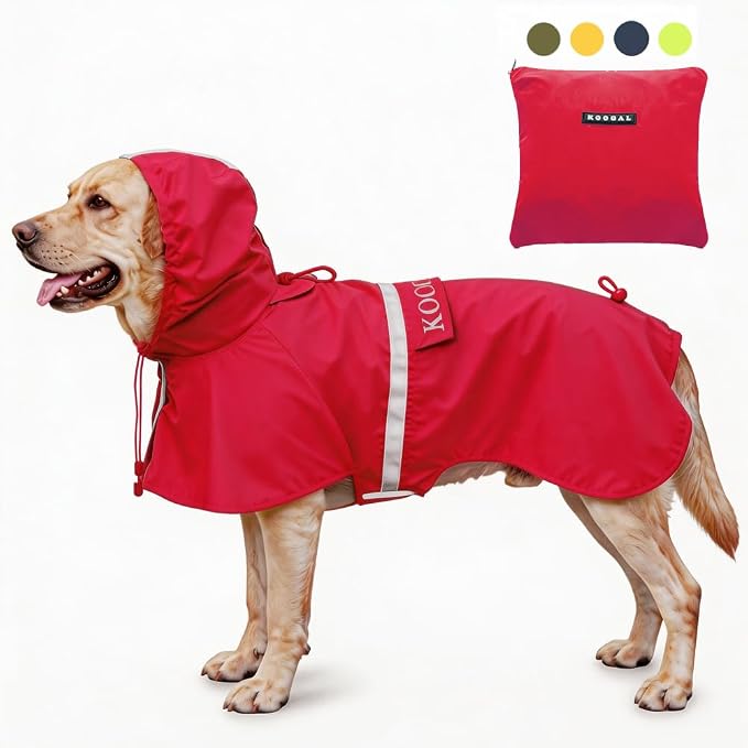 Pet Large Dog Raincoat Apparel Poncho Waterproof for Medium Large Sized for Dog Raincoat Clothes Jacket,Pet Dog Rain Jacket (Red,5XL)