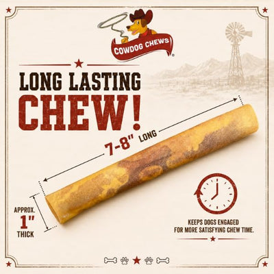 Cowdog Chews Rawhide Gourmet Meaty Rolls 7-8" (20 Count) – Premium Dog Treats with Savory Beef Filling, Long-Lasting Chew for Aggressive Chewers, High-Protein, Natural Ingredients