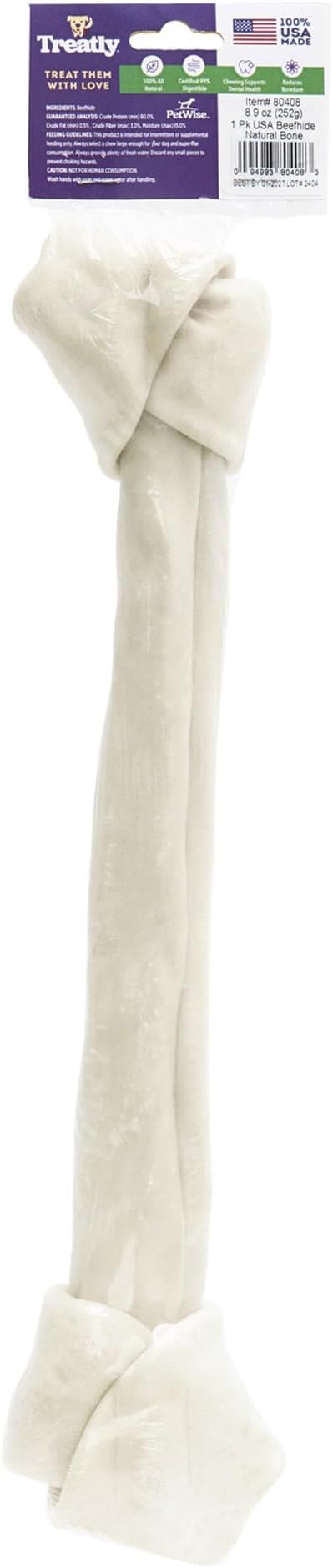 USA Beefhide Bones 15-17" Dog Chew Treats - Natural Flavor, 1 Count/1 Pack