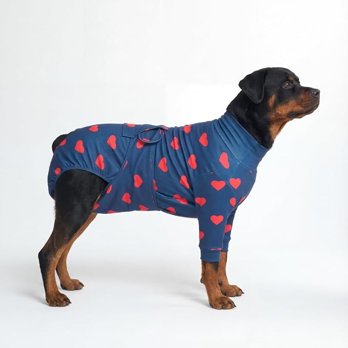 Spark Paws Dog Surgery Recovery Suit – Dog Recovery Suit After Surgery, Anti-Lick Dog Onesie, Abdominal Wound Protector, Soft Cone Alternative for Spay Neuter Male Female Pet Recovery - Hearts - 4XL