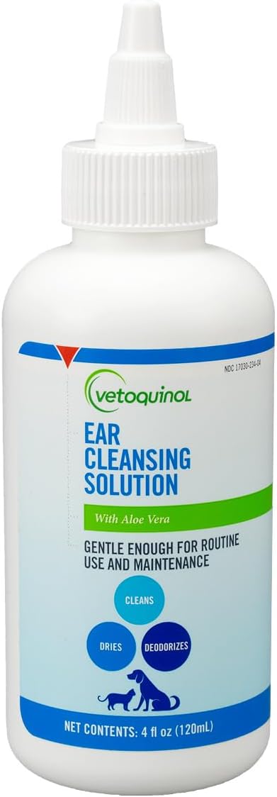 Ear Cleansing Solution - Gentle Cleaner to Remove Dirt & Debris - Easy-to-Use Drops for Cats & Dogs - Support Clean and Fresh-Smelling Ears - Ideal for Routine Pet Hygiene - 4 Ounces