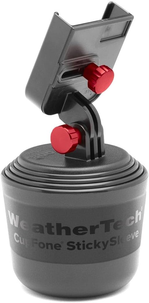CupFone, Universal Cup Holder Phone Mount for Cars – Adjustable & Secure Fit, Hands-Free Phone Holder with Open Access for Charging – Compatible with iPhone, Android - Metal Knobs, Red