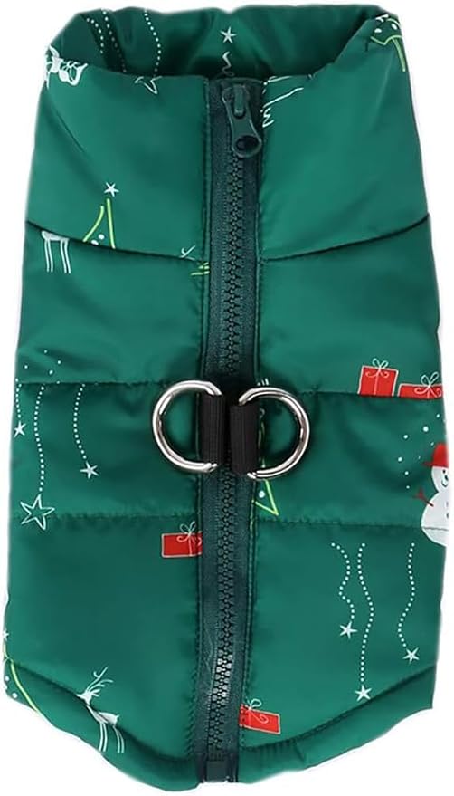 Winter Waterproof Windproof Dog Jacket - Warm Vest Coat for Small & Medium Dogs - Not Suitable for Big Dogs - Santa in Green X-Small