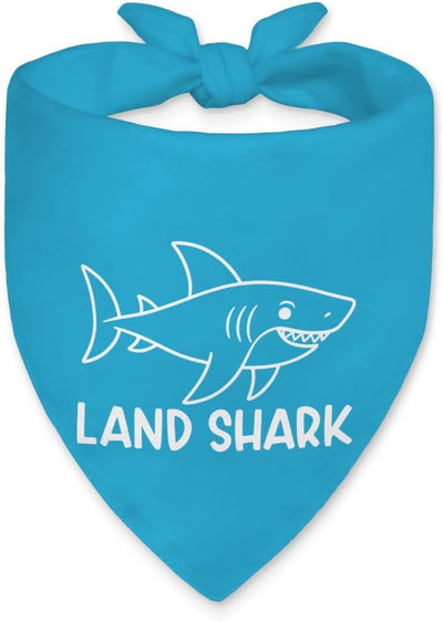 Land Shark Funny Dog Bandana, Cute Summer Ocean Dogs Bandana, Blue Shark Pet Scarf Accessories for Boy Girl, Sharkdog Outdoor Hiking Beach Bandanas, New Pet Birthday Gifts for Dogs Lovers