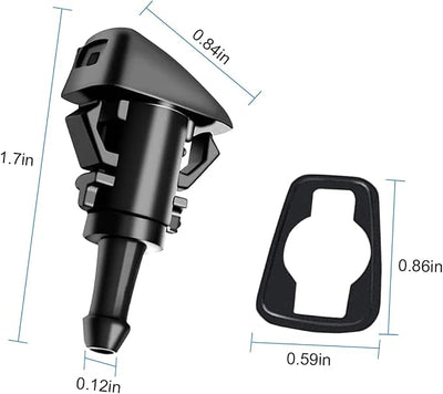AUCELI Car Windshield Washer Nozzles, 2PCS OEM#4805742AB Vehicle Front Windscreen Fluid Jet Kit, Automotive Wind Screen Wiper Spray Head Replacement Compatible with Charger Journey Compass (Black)