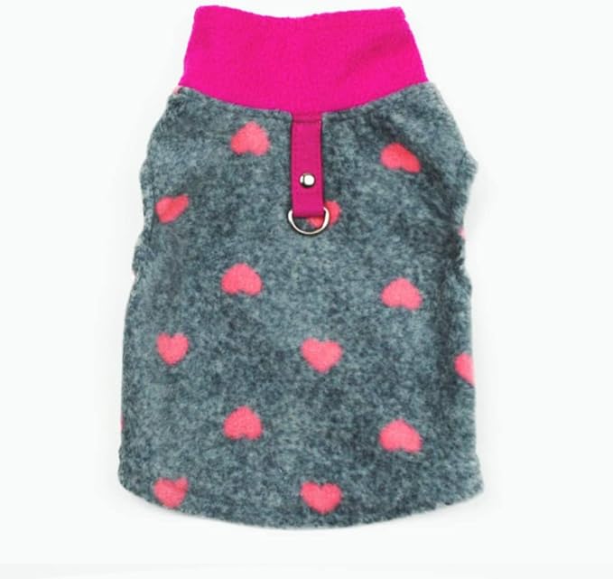 Dog Sweater, Soft Fleece Vest with Leash Ring Pullover Jacket Winter Pet Dog Clothes for Puppy Small Dog Cat Teddy Chihuahua Yorkshire for Christmas (XL, Grey Heart)