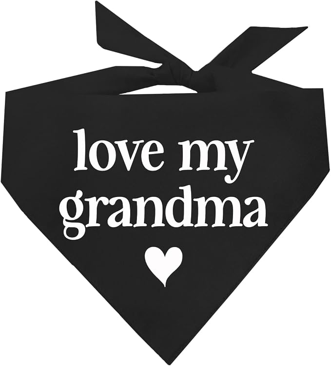 Love My Grandma Mother's Day, Valentine's Day Dog Bandana (Black, XS 399)