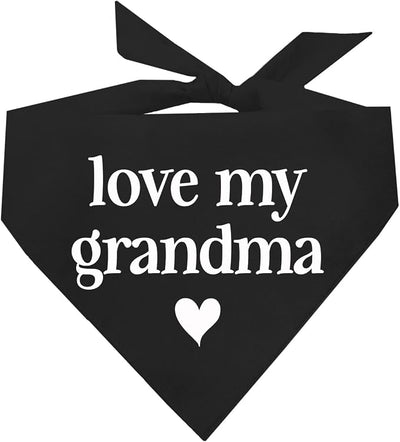 Love My Grandma Mother's Day, Valentine's Day Dog Bandana (Black, XS 399)