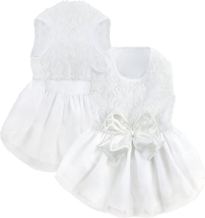 ASENKU Dog Dress Pet Wedding Dress Princess Lace Puppy Birthday Party Outfit Formal Apparel Girl for Small Medium Dogs Cats (XL, White)