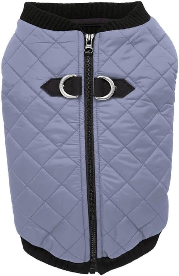 Fashion Vest Dog Jacket - Gray, X-Large - Warm Zip Up Bomber Vest with Dual D Ring Leash - Winter Water Resistant Small Dog Sweater