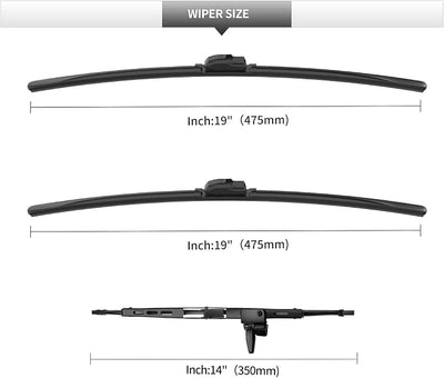 Front and Rear Windshield Wipers for Toyota Sequoia 2001-2007 | 19" 19" 14" Streak-Free Front and Back Wiper Blades Assembly All-Season OEM Automotive Replacement Accessories
