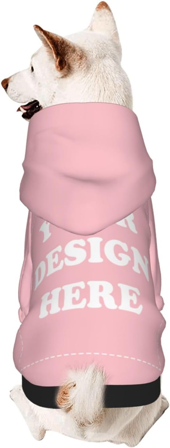 Personalized Dog Hoodie, Custom Dog Costumes for Small Dogs, Holiday Happy Dog Clothes Football Pet Shirt Sweater with Name Number for Girl/Boy Cats/Kitten, Pink, M