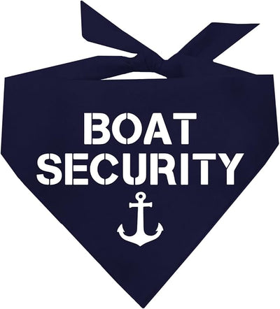 Boat Security Dog Bandana | 100% Cotton Adjustable Triangle | Made in USA | Boat Lover | Captain | Beach | Lake | Funny Outfit Prop Photoshoot | Navy, X-Small (243)
