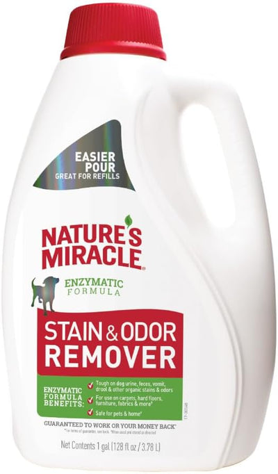 Nature’s Miracle Stain & Odor Remover, Tough on Dog Urine, Feces, Vomit, Drool and Other Organic Stains and Odors, 1 Gallon