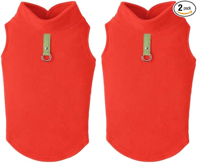 Gooby Fleece Vest Dog Sweater - Pumpkin, X-Large - Warm Pullover Fleece Dog Jacket with O-Ring Leash - Winter Small Dog Sweater Coat - Cold Weather Dog Clothes for Small Dogs Boy or Girl (Pack of 2)