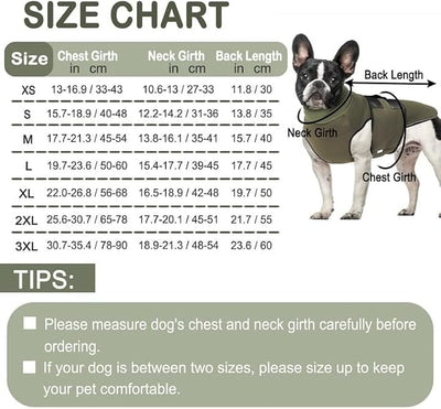 KOESON Dog Anxiety Relief Vest with Ear Cover, Soft & Breathable Dog Thunder Jacket for Thunderstorm, Fireworks, Travel, Separation, Reflective Calming Hoodie for Small Dogs, Army Green S
