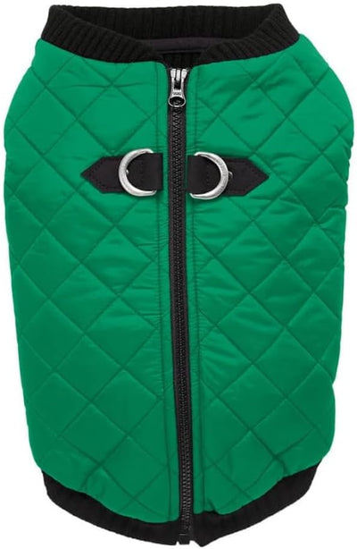 Gooby Fashion Vest Dog Jacket - Green, X-Small - Warm Zip Up Dog Bomber Vest with Dual D Ring Leash Water Resistant for Small to Medium Dogs