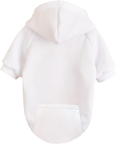Jecikelon Soft Dog Hoodies for Small Dogs, Fleece Puppy Sweatshirt with Pockets, Warm Winter Cold Weather Coats for Pet Cat, Cute Clothes Puppy Costume (White, Medium)