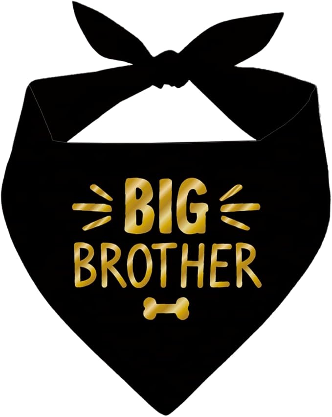Big Brother Dog Bandana, Black Gold Pet Dog Scarf Accessories, Pregnancy Announcement Big Brother Baby Reveal, Pet Dogs Triangle Scarf, Dogs Bandana for Small Medium