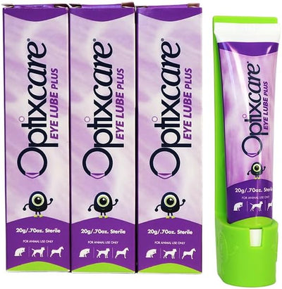 Optixcare Eye Lube Plus Home Kit – 3 x 20g Tubes + Lubricant Holder – Long‑Lasting Eye Lubrication for Pets – Daily Eye Moisture Support